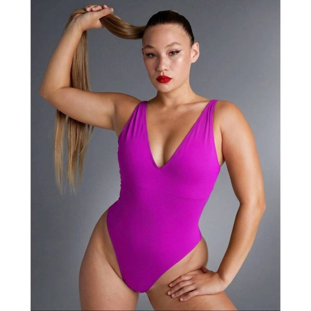 NEW TA3 high cut plungey one piece in orchid